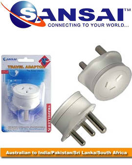 SANSAI Travel Adaptor for NZ/AUS to South Africa India Pakistan Sri Lanka